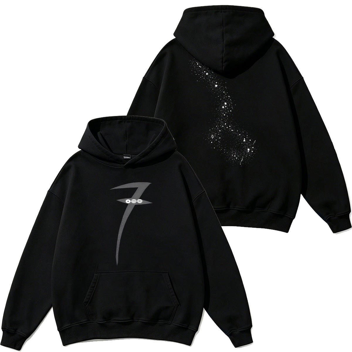 Black Seven Galaxy hoodie — supplied front and back product image