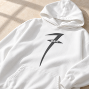 AI-generated graphic detail visualisation — white hoodie front