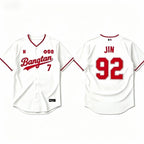 K-POP White & Red Baseball Jersey, Fan-Inspired Concert Shirt