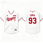 K-POP White & Red Baseball Jersey, Fan-Inspired Concert Shirt