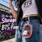 BTS Inspired ARIRANG Clear Portable Storage Pouch styled as a portable hanging accessory