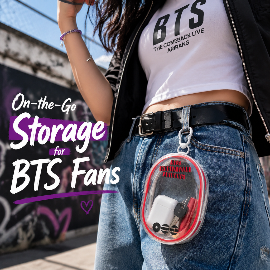 BTS Inspired ARIRANG Clear Portable Storage Pouch styled as a portable hanging accessory