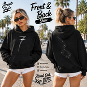 Seven Galaxy hoodie - black lifestyle front and back collage L3