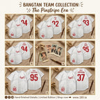 BTS seven member white pinstripe baseball jersey style collection