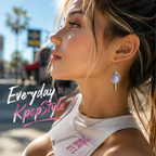 BTS-inspired light stick drop earring worn with an everyday outfit