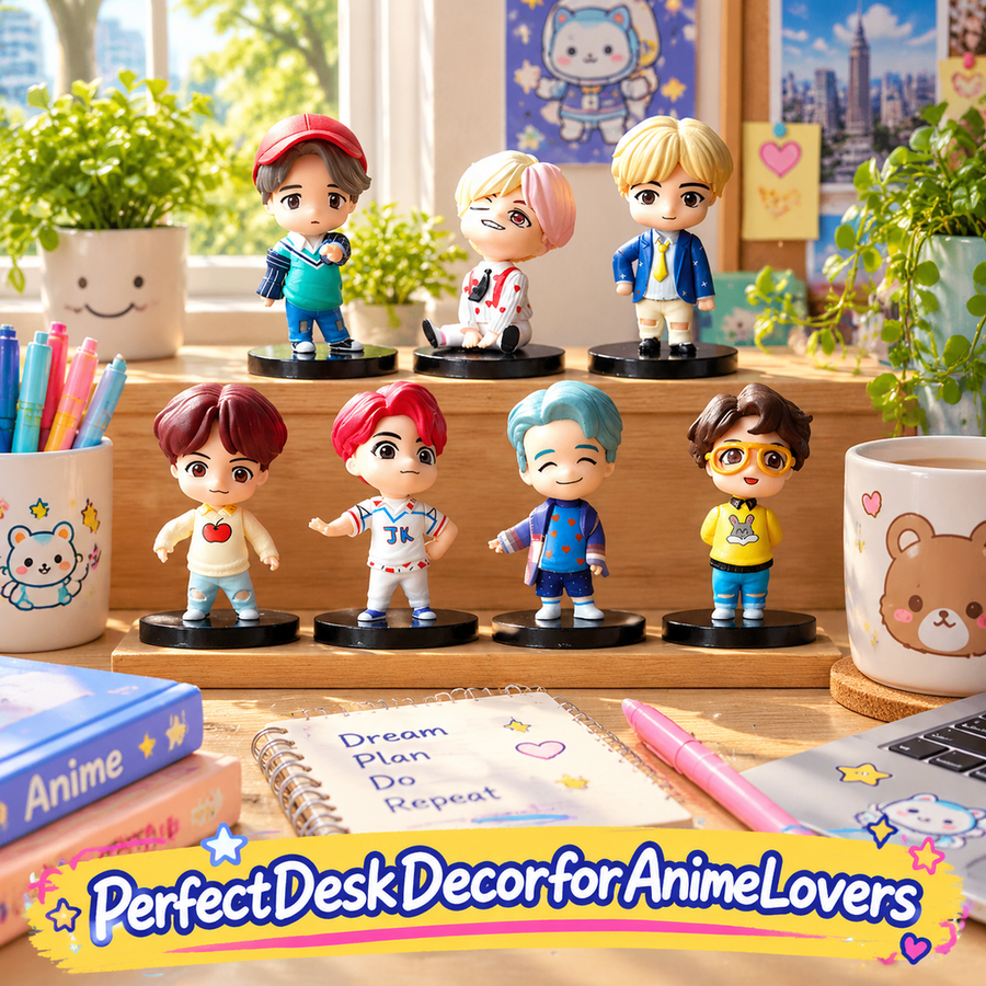 BTS 7 Members Mini Figure Set, 6.8cm Chibi Collectible Dolls