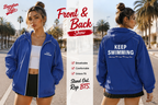 KEEP SWIMMING blue windbreaker jacket lifestyle front and back