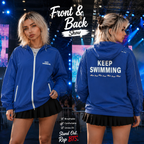 KEEP SWIMMING blue windbreaker unisex fit front and back