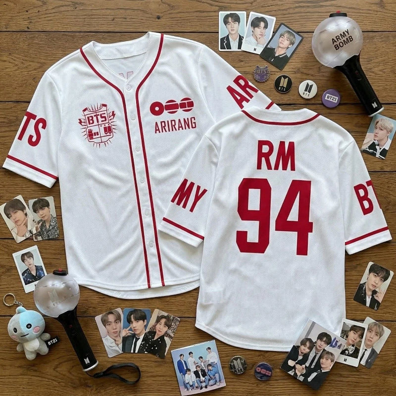 BTS ARIRANG RM 94 white baseball jersey front and back