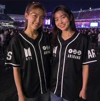 Black BTS baseball jersey detail of ARMY logo sleeve