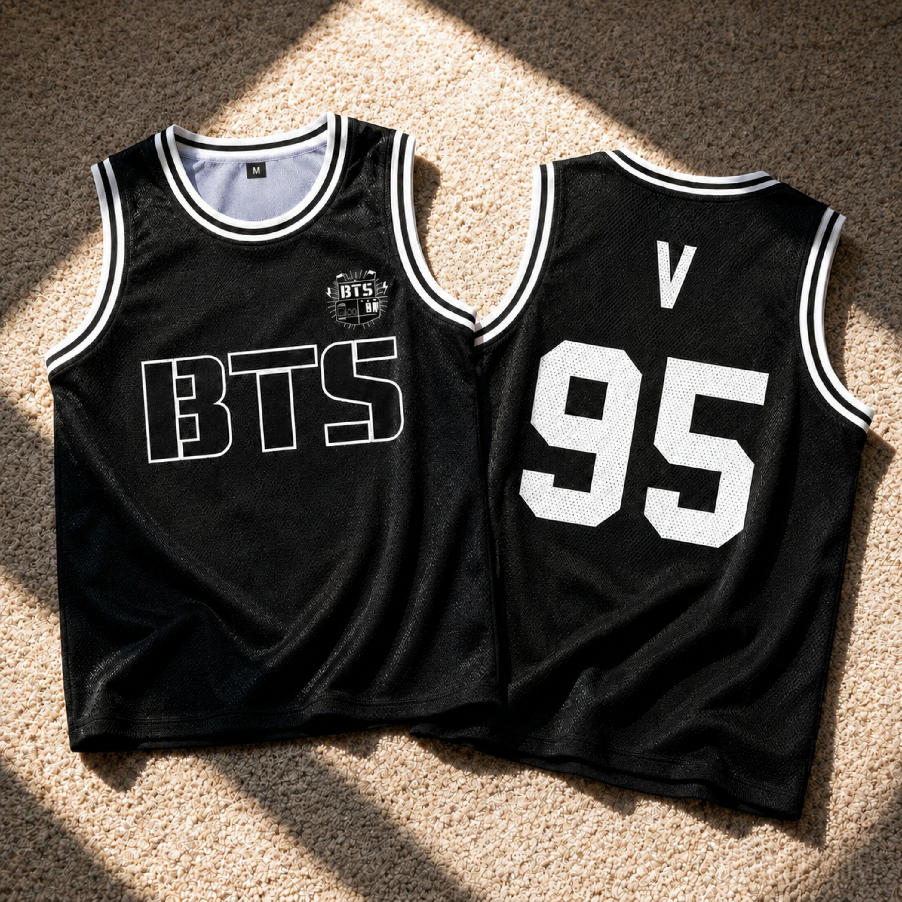 Side view of BTS basketball jersey highlighting lightweight athletic construction