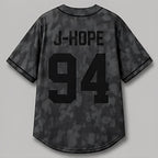 Blank grey baseball jersey front and back view