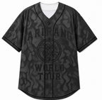 Grey baseball jersey with V and number 95 on a hanger
