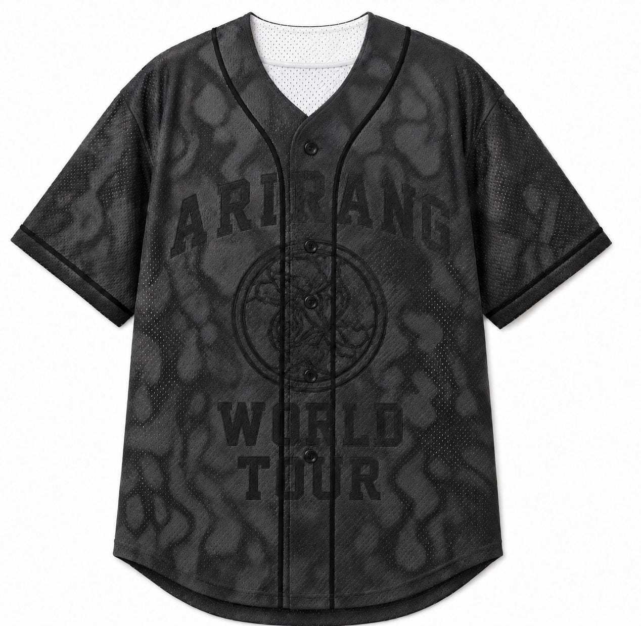 Grey baseball jersey with V and number 95 on a hanger